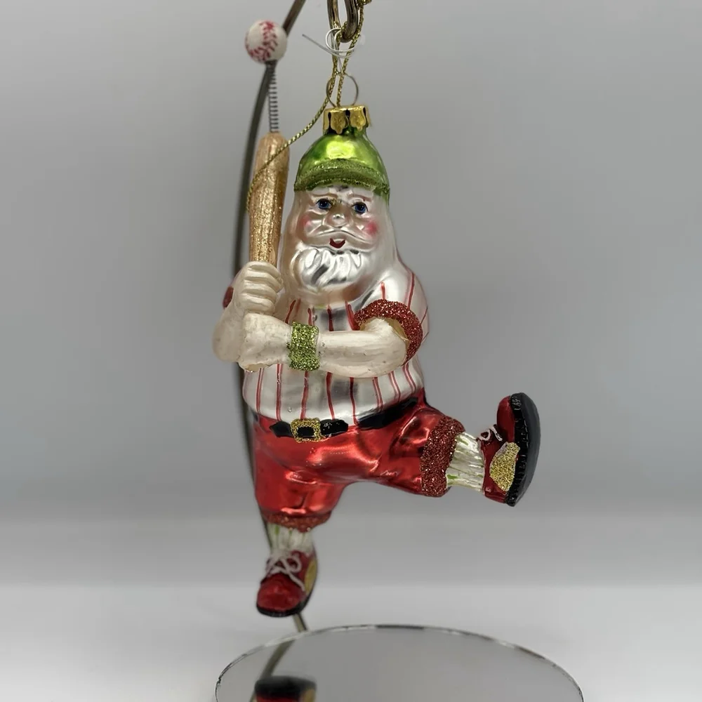 NY Yankees MLB Christmas Ornament Lot 5 Glass Santa Bear Jersey Baseball Decor